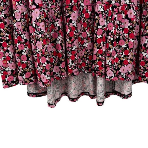 Tommy Hilfiger Floral Midi High Low Hem Knit Dress Pink/Black Size XL NWT - Picture 5 of 8